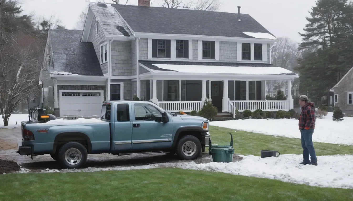 A homeowner and a local provider looking over the yard of an older house in Hartford